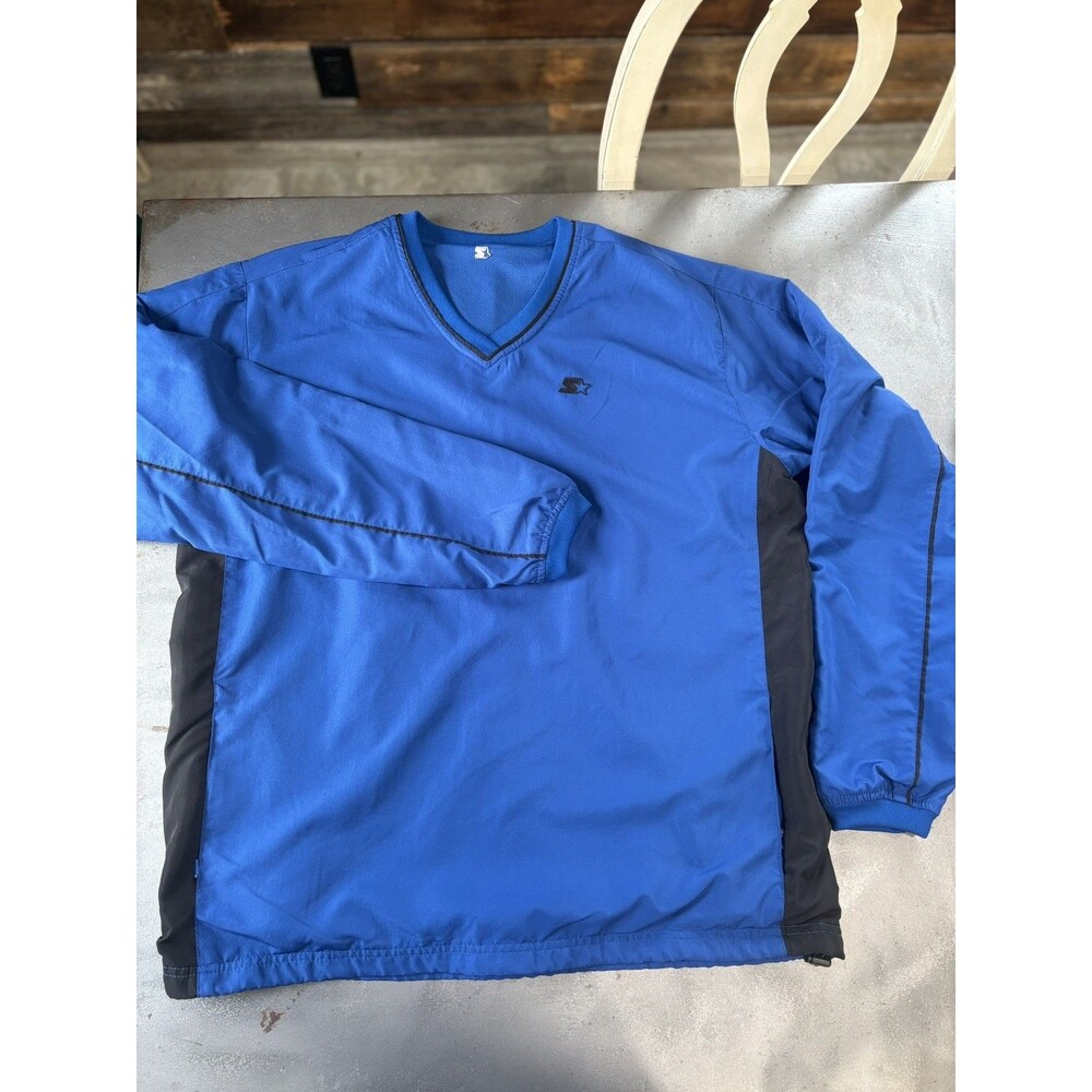 2 Vintage Y2K Starter Sweater Men Size M Blue / Red Pullover V-Neck Long Sleeve